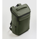 PU laptop backpack with RPET lining with 15'' compartment dark green colour photographic view