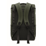 PU laptop backpack with RPET lining with 15'' compartment dark green colour