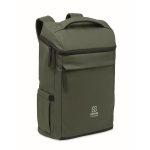 PU laptop backpack with RPET lining with 15'' compartment dark green colour main view