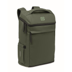 PU laptop backpack with RPET lining with 15'' compartment dark green colour second main view