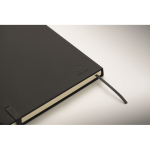 A5 recycled faux leather hard cover notebook, lined pages black colour fourth photographic view