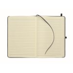 A5 recycled faux leather hard cover notebook, lined pages black colour sixth view