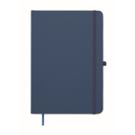 A5 recycled faux leather hard cover notebook, lined pages blue colour second view