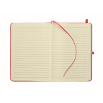A5 recycled faux leather hard cover notebook, lined pages red colour sixth view