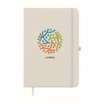 A5 recycled faux leather hard cover notebook, lined pages white colour second main view