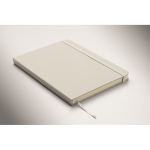 A5 recycled faux leather hard cover notebook, lined pages white colour third photographic view