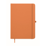 A5 recycled faux leather hard cover notebook, lined pages orange colour second view