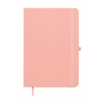 A5 recycled faux leather hard cover notebook, lined pages pink colour second view