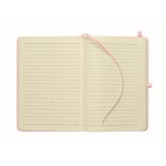A5 recycled faux leather hard cover notebook, lined pages pink colour sixth view