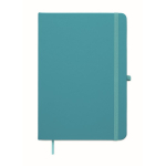 A5 recycled faux leather hard cover notebook, lined pages turquoise colour second view
