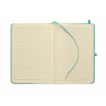 A5 recycled faux leather hard cover notebook, lined pages turquoise colour sixth view