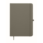 A5 recycled faux leather hard cover notebook, lined pages dark grey colour second view