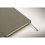 A5 recycled faux leather hard cover notebook, lined pages dark grey colour fourth photographic view