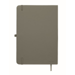 A5 recycled faux leather hard cover notebook, lined pages dark grey colour fifth view