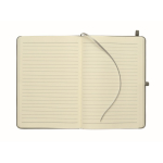 A5 recycled faux leather hard cover notebook, lined pages dark grey colour sixth view