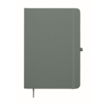 A5 recycled faux leather hard cover notebook, lined pages matt black colour second view