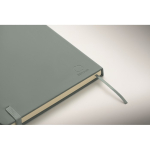 A5 recycled faux leather hard cover notebook, lined pages matt black colour fourth photographic view