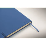 A5 recycled faux leather hard cover notebook, lined pages royal blue colour fourth photographic view