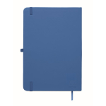 A5 recycled faux leather hard cover notebook, lined pages royal blue colour fifth view