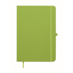 A5 recycled faux leather hard cover notebook, lined pages lime colour second view