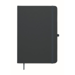 A5 recycled faux leather hard cover notebook, lined pages navy-blue colour second view
