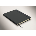 A5 recycled faux leather hard cover notebook, lined pages navy-blue colour third photographic view
