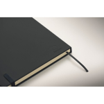 A5 recycled faux leather hard cover notebook, lined pages navy-blue colour fourth photographic view
