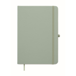 A5 recycled faux leather hard cover notebook, lined pages mint green colour second view