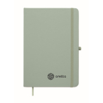 A5 recycled faux leather hard cover notebook, lined pages mint green colour second main view