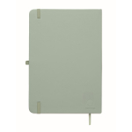 A5 recycled faux leather hard cover notebook, lined pages mint green colour fifth view