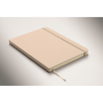 A5 recycled faux leather hard cover notebook, lined pages off white colour third photographic view