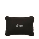 Suede-effect cushion with silk fibre filling for comfortable seating black colour view with print area