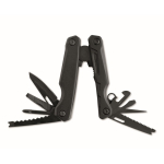 Folding aluminium and stainless steel multi-tool 13-in-1 with pouch black colour third view