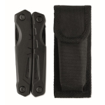 Folding aluminium and stainless steel multi-tool 13-in-1 with pouch black colour eighth view
