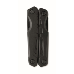 Folding aluminium and stainless steel multi-tool 13-in-1 with pouch black colour
