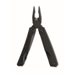 Folding aluminium and stainless steel multi-tool 13-in-1 with pouch black colour
