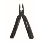 Folding aluminium and stainless steel multi-tool 13-in-1 with pouch black colour main view