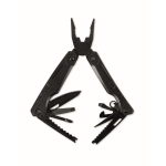 Folding aluminium and stainless steel multi-tool 13-in-1 with pouch black colour