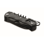 Aluminium and stainless steel multitool knife. 13-in-1 with pouch black colour fourth view