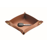 Foldable PU tray with buckles for keys and everyday items brown colour second view