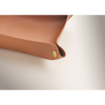 Foldable PU tray with buckles for keys and everyday items brown colour third photographic view