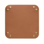 Foldable PU tray with buckles for keys and everyday items brown colour fifth view