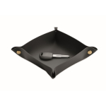 Foldable PU tray with buckles for keys and everyday items black colour second view