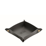 Foldable PU tray with buckles for keys and everyday items black colour view with print area