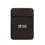 Neoprene laptop sleeve with 3mm thickness, size for 14'' black colour view with print area