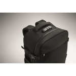 RPET polyester travel backpack with 20L laptop compartment black colour fifth photographic view