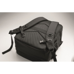 RPET polyester travel backpack with 20L laptop compartment black colour seventh photographic view
