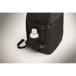 RPET polyester travel backpack with 20L laptop compartment black colour eighth photographic view
