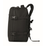 RPET polyester travel backpack with 20L laptop compartment black colour