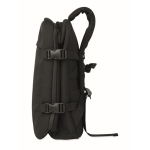 RPET polyester travel backpack with 20L laptop compartment black colour